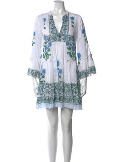 Pre-owned Juliet Dunn Floral Print Mini Dress In Blue