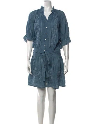 Pre-owned Juliet Dunn Floral Print Mini Dress In Blue