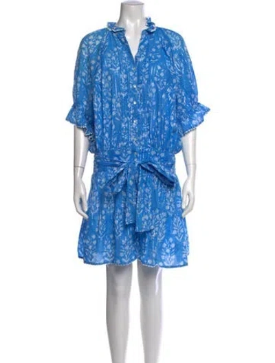 Pre-owned Juliet Dunn Floral Print Mini Dress In Blue