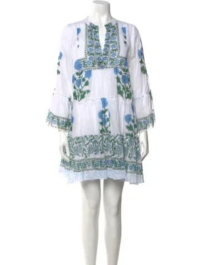 Pre-owned Juliet Dunn Floral Print Mini Dress In Blue
