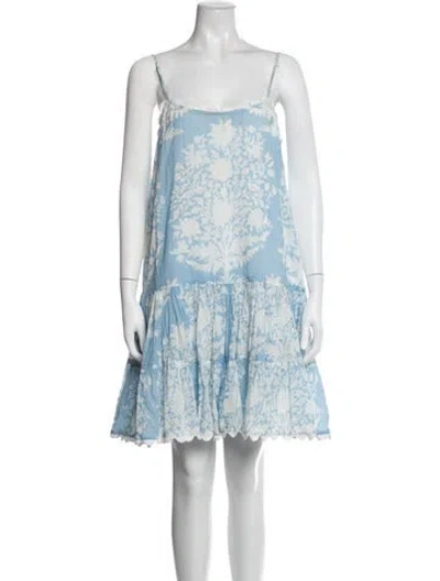 Pre-owned Juliet Dunn Floral Print Mini Dress In Blue