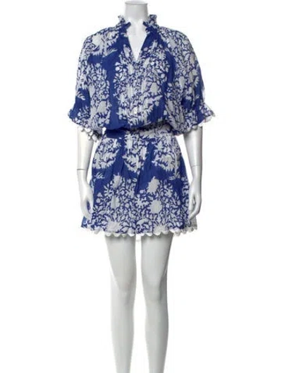 Pre-owned Juliet Dunn Floral Print Mini Dress In Blue