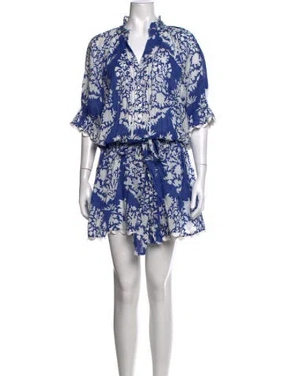 Pre-owned Juliet Dunn Floral Print Mini Dress In Blue