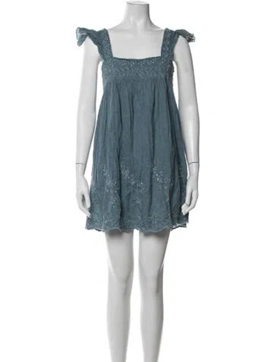 Pre-owned Juliet Dunn Floral Print Mini Dress In Blue