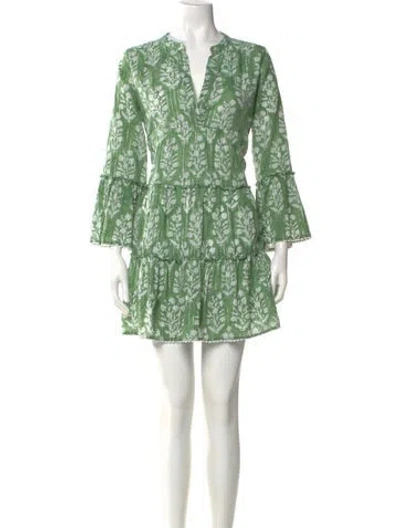 Pre-owned Juliet Dunn Floral Print Mini Dress In Green