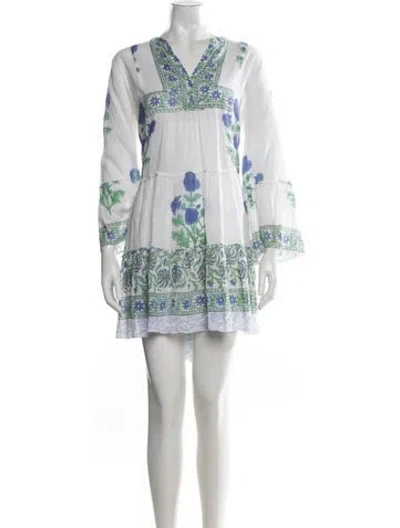 Pre-owned Juliet Dunn Floral Print Mini Dress In Green