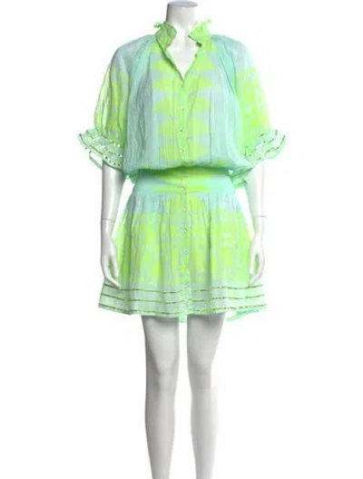 Pre-owned Juliet Dunn Floral Print Mini Dress In Green