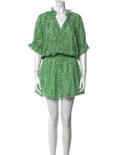 Pre-owned Juliet Dunn Floral Print Mini Dress In Green