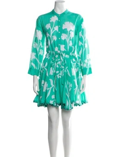 Pre-owned Juliet Dunn Floral Print Mini Dress In Green