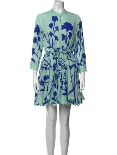 Pre-owned Juliet Dunn Floral Print Mini Dress In Green