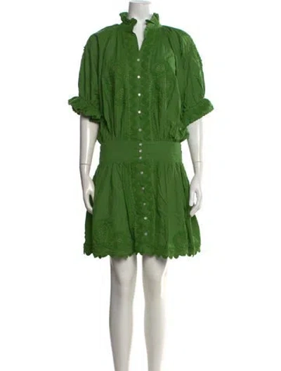 Pre-owned Juliet Dunn Floral Print Mini Dress In Green