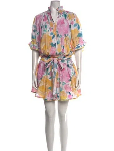 Pre-owned Juliet Dunn Floral Print Mini Dress In Multi