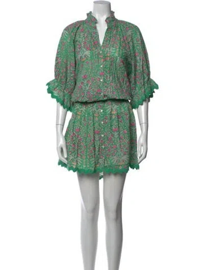Pre-owned Juliet Dunn Floral Print Mini Dress In Multicolor