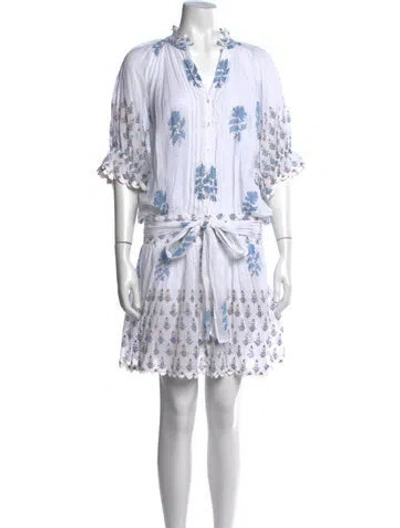 Pre-owned Juliet Dunn Floral Print Mini Dress In Neutrals