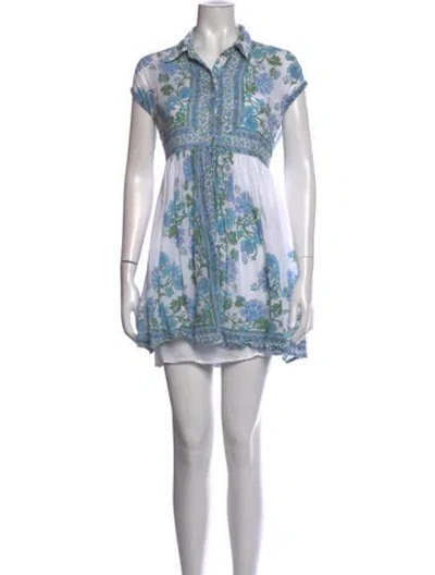 Pre-owned Juliet Dunn Floral Print Mini Dress In Neutrals