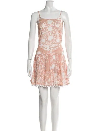 Pre-owned Juliet Dunn Floral Print Mini Dress In Orange