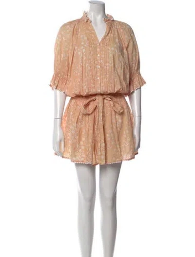 Pre-owned Juliet Dunn Floral Print Mini Dress In Orange