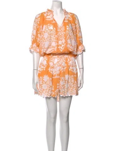 Pre-owned Juliet Dunn Floral Print Mini Dress In Orange