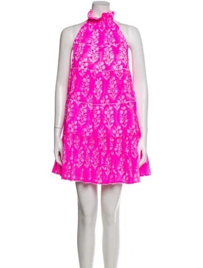Pre-owned Juliet Dunn Floral Print Mini Dress In Pink