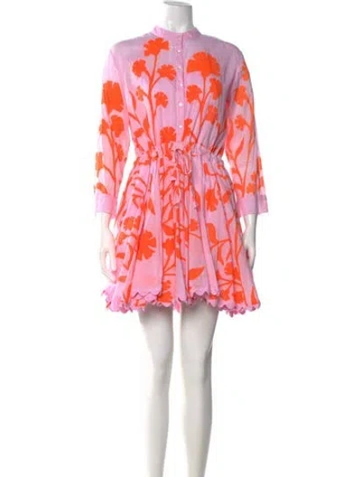 Pre-owned Juliet Dunn Floral Print Mini Dress In Pink