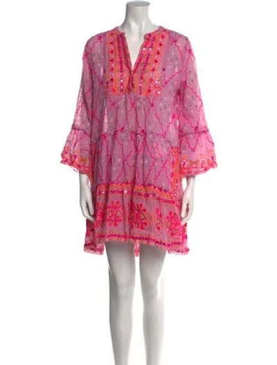 Pre-owned Juliet Dunn Floral Print Mini Dress In Pink