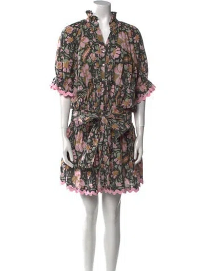 Pre-owned Juliet Dunn Floral Print Mini Dress In Pink
