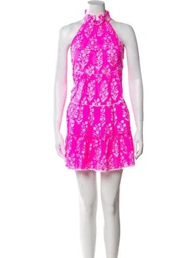 Pre-owned Juliet Dunn Floral Print Mini Dress In Pink