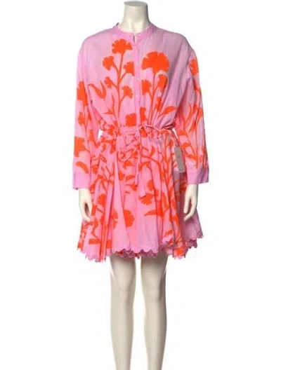 Pre-owned Juliet Dunn Floral Print Mini Dress In Pink