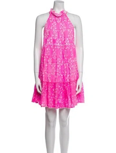 Pre-owned Juliet Dunn Floral Print Mini Dress In Pink