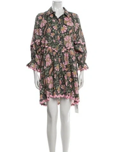 Pre-owned Juliet Dunn Floral Print Mini Dress In Pink