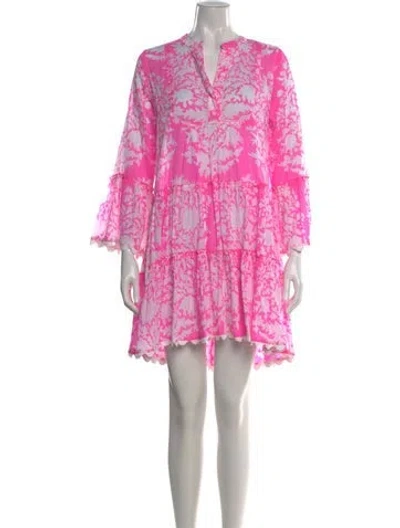 Pre-owned Juliet Dunn Floral Print Mini Dress In Pink