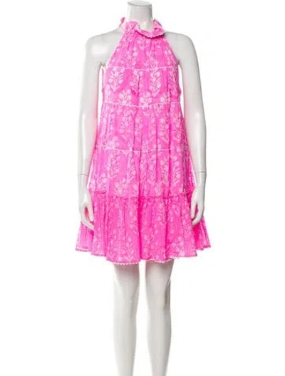 Pre-owned Juliet Dunn Floral Print Mini Dress In Pink