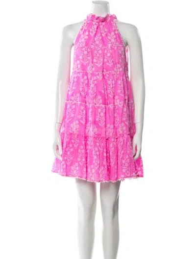 Pre-owned Juliet Dunn Floral Print Mini Dress In Pink