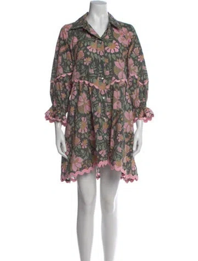 Pre-owned Juliet Dunn Floral Print Mini Dress In Pink