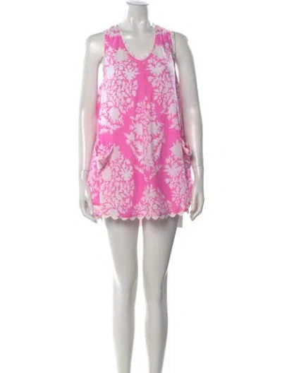 Pre-owned Juliet Dunn Floral Print Mini Dress In Pink