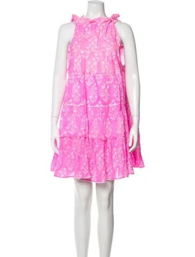 Pre-owned Juliet Dunn Floral Print Mini Dress In Pink