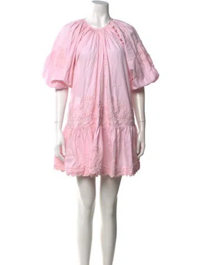 Pre-owned Juliet Dunn Floral Print Mini Dress In Pink