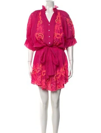 Pre-owned Juliet Dunn Floral Print Mini Dress In Pink