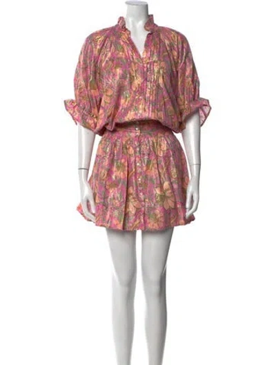 Pre-owned Juliet Dunn Floral Print Mini Dress In Pink