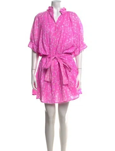 Pre-owned Juliet Dunn Floral Print Mini Dress In Pink