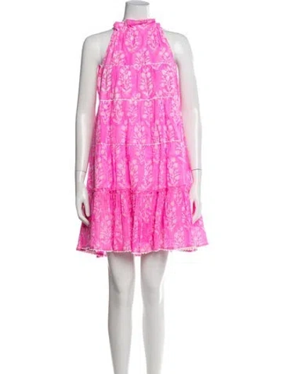 Pre-owned Juliet Dunn Floral Print Mini Dress In Pink