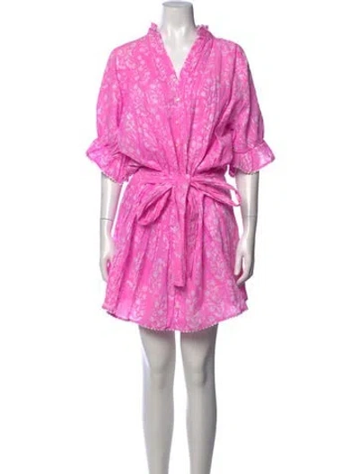 Pre-owned Juliet Dunn Floral Print Mini Dress In Pink