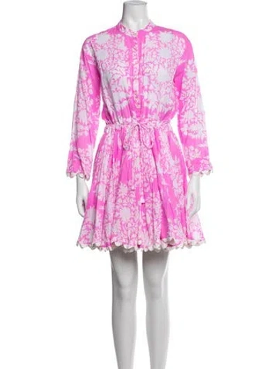 Pre-owned Juliet Dunn Floral Print Mini Dress In Pink