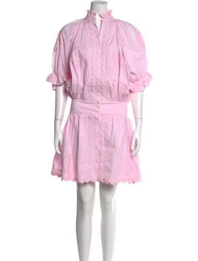 Pre-owned Juliet Dunn Floral Print Mini Dress In Pink
