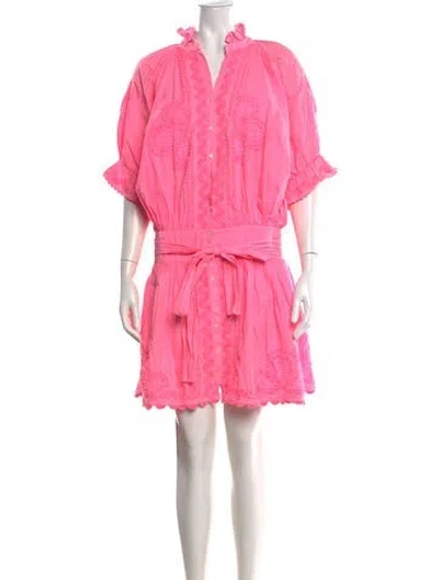 Pre-owned Juliet Dunn Floral Print Mini Dress In Pink