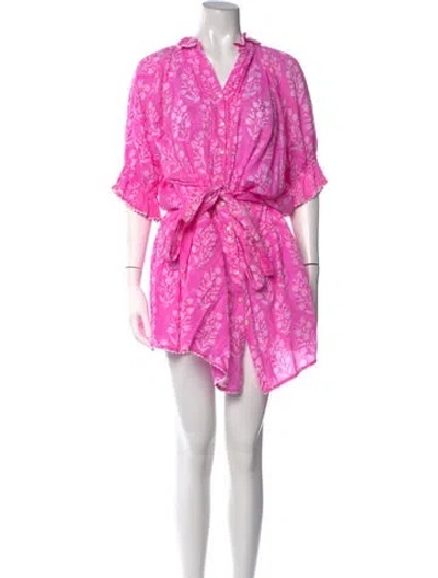 Pre-owned Juliet Dunn Floral Print Mini Dress In Pink