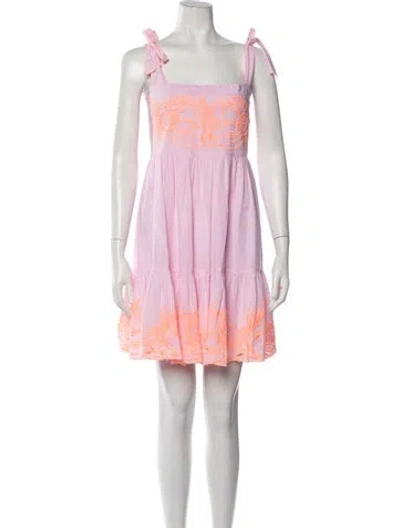 Pre-owned Juliet Dunn Floral Print Mini Dress In Pink
