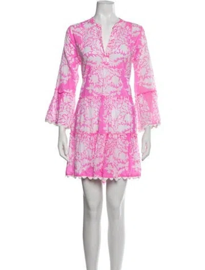 Pre-owned Juliet Dunn Floral Print Mini Dress In Pink