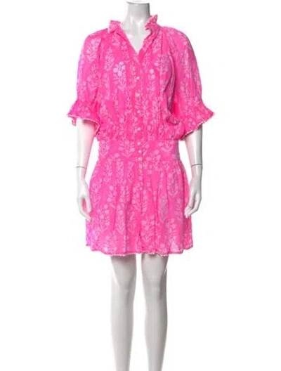 Pre-owned Juliet Dunn Floral Print Mini Dress In Pink
