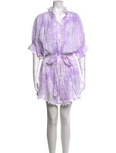 Pre-owned Juliet Dunn Floral Print Mini Dress In Purple